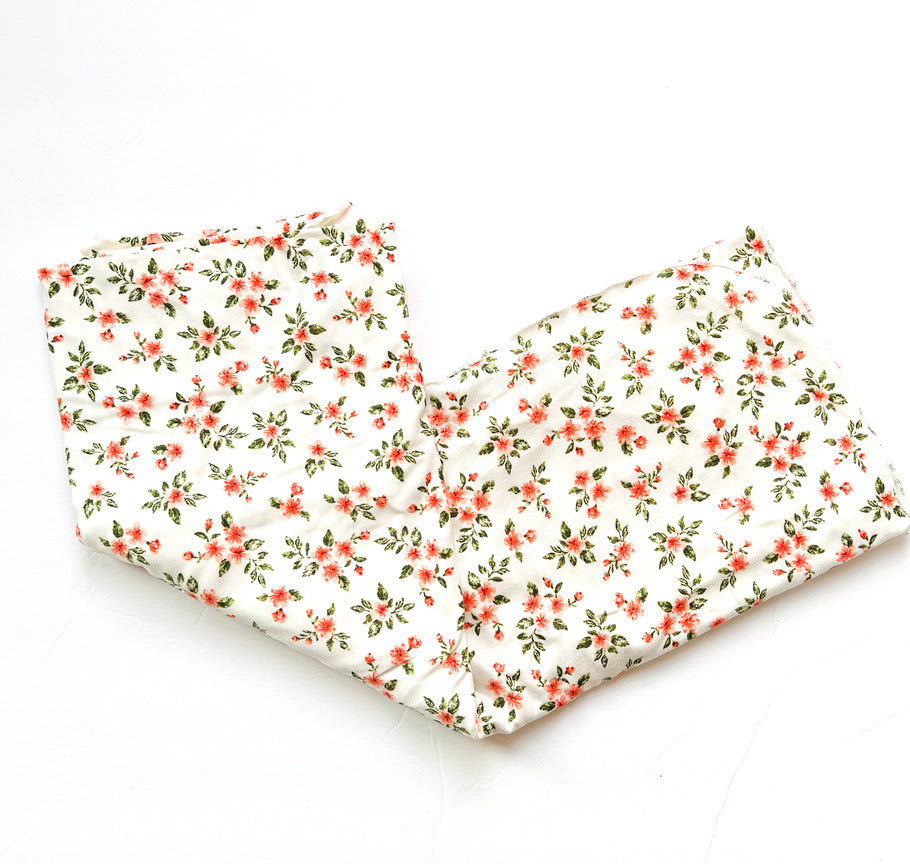 Coral Pink Floral Swaddle Blanket