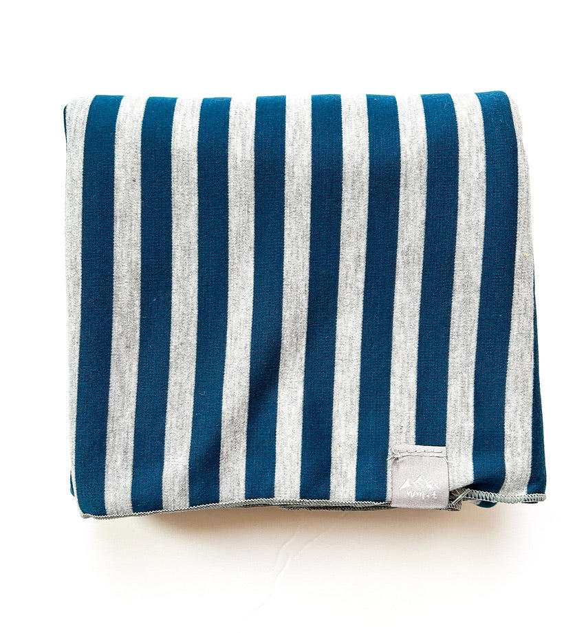Blue and Grey Stripe Swaddle Blanket
