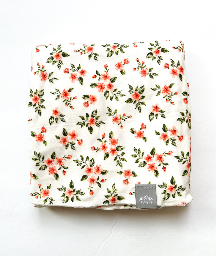Coral Pink Floral Swaddle Blanket