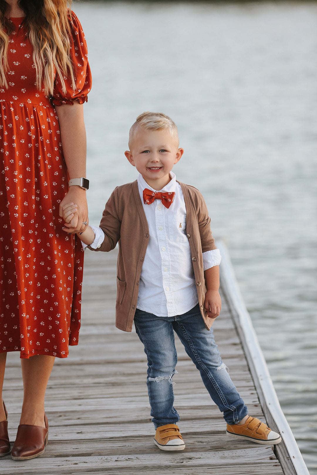 Rust floral Boy Bow Tie