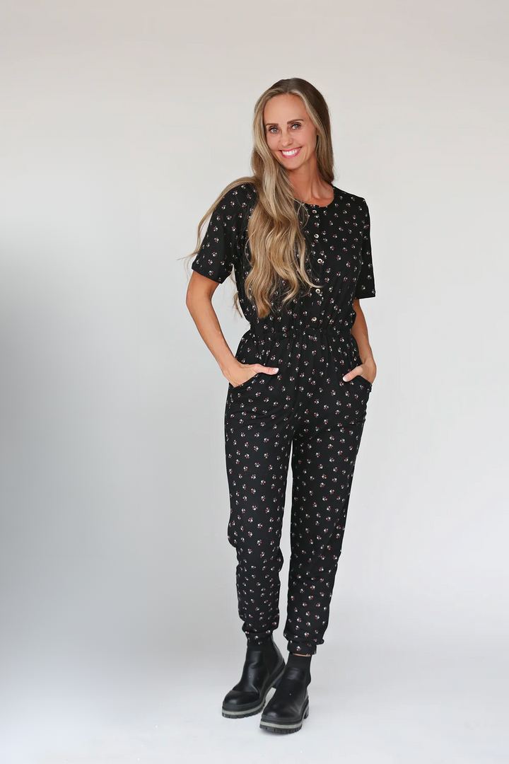 Harper Black Floral Women's Romper