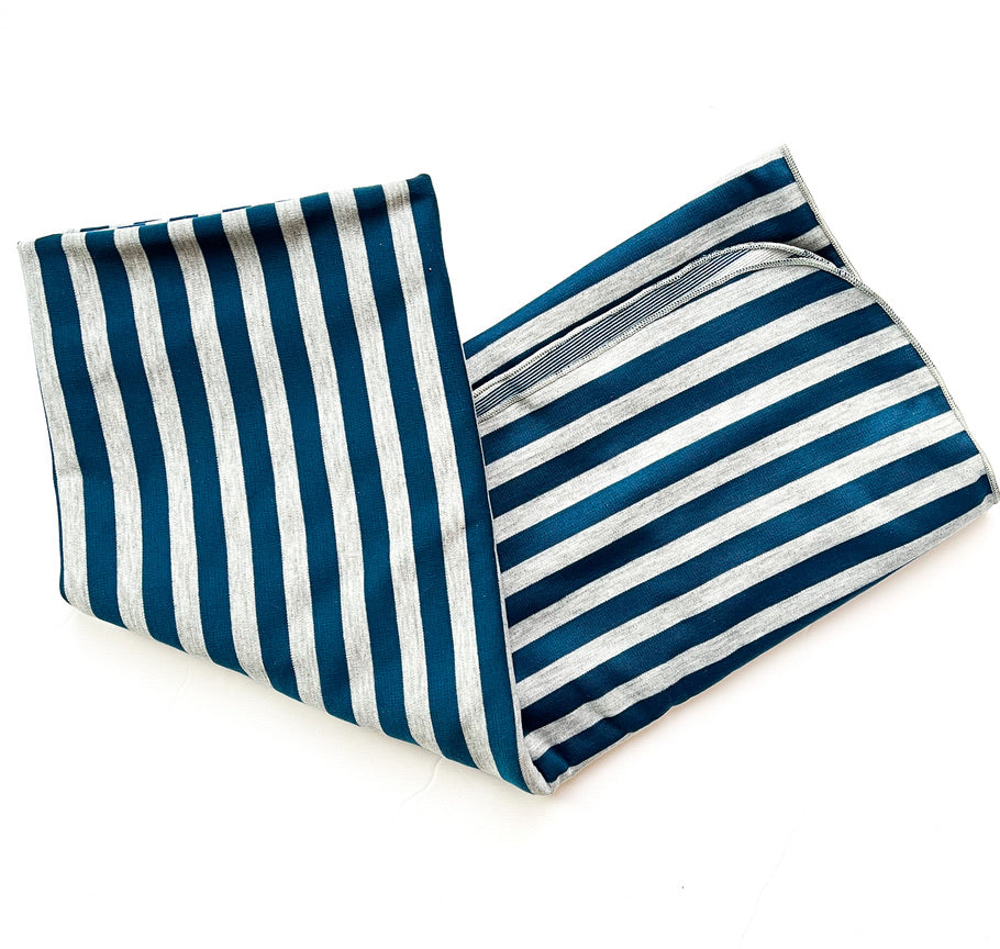 Blue and Grey Stripe Swaddle Blanket