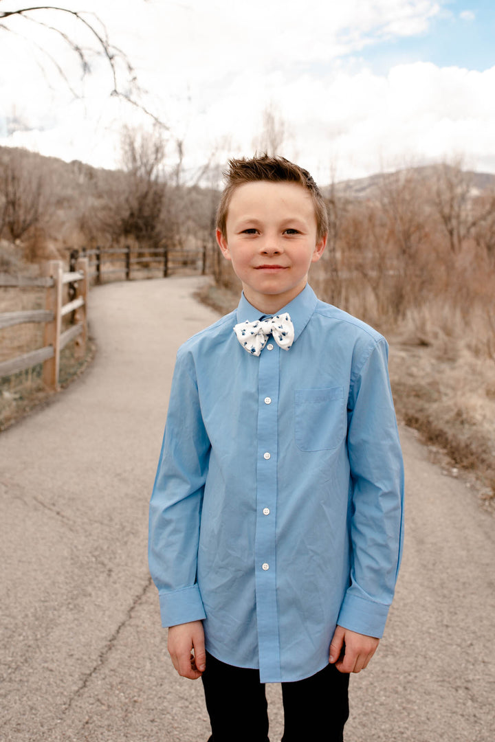 Blue Floral Bow Tie