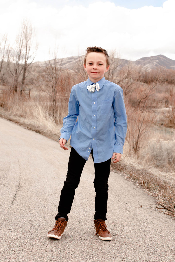 Blue Floral Bow Tie