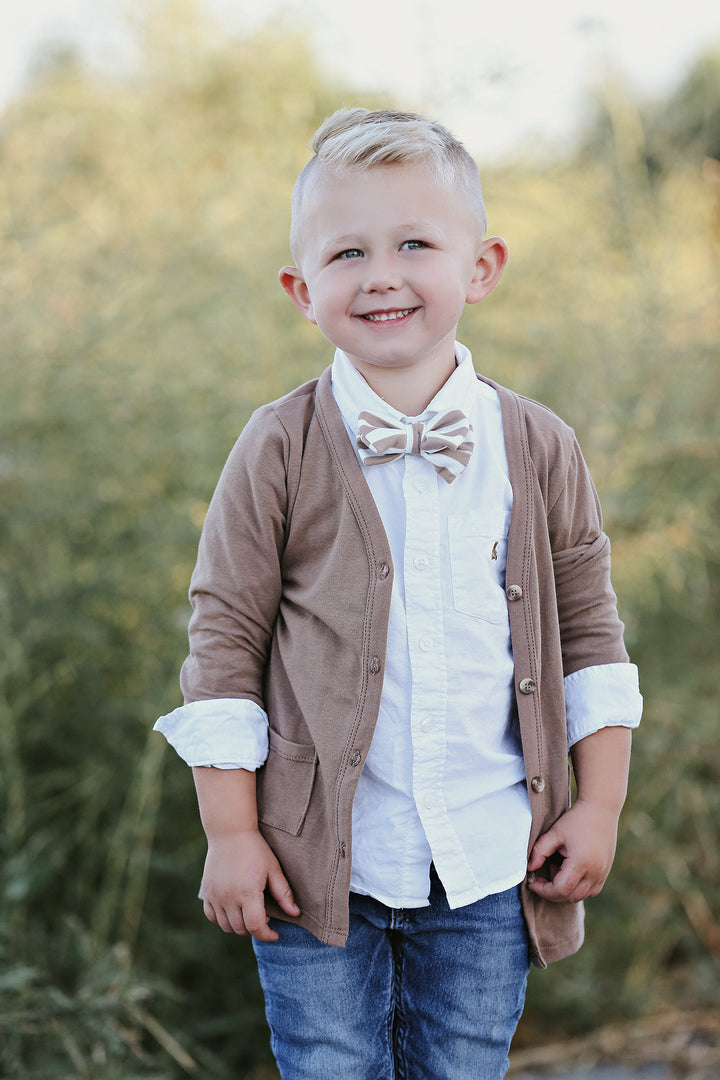 Mocha Stripe Bow Tie