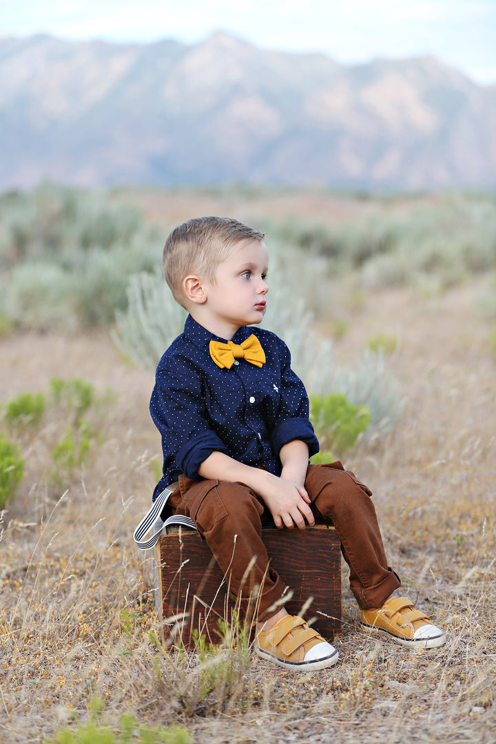 Solid Mustard Bow Tie