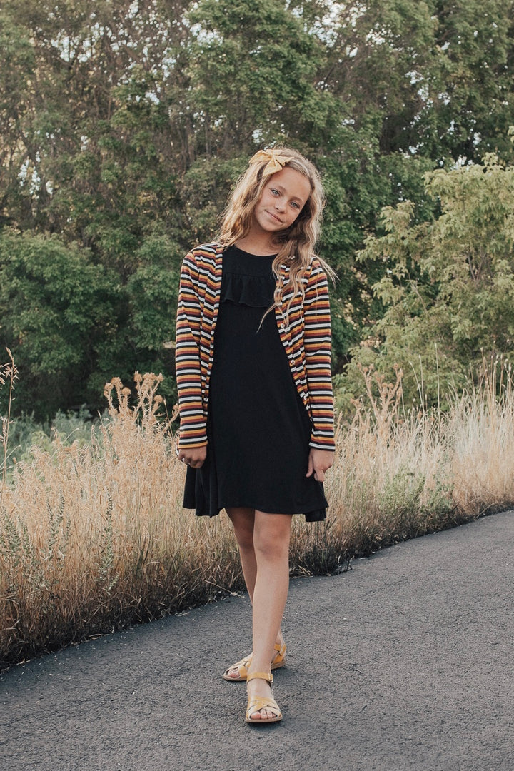 Rust Stipe Rib Knit Cardigan