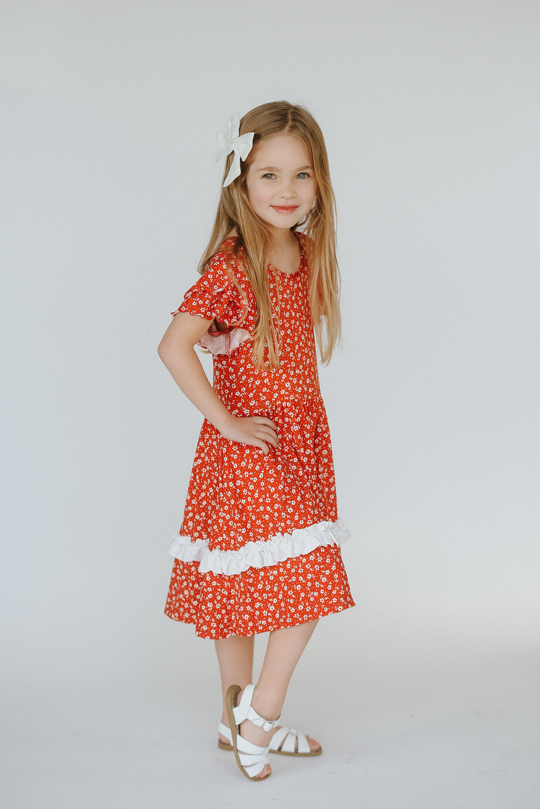 Olivia Burnt Coral Floral Dress