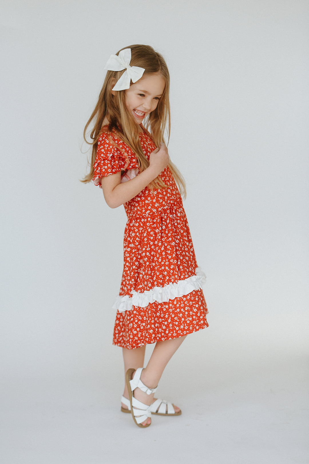 Olivia Burnt Coral Floral Dress