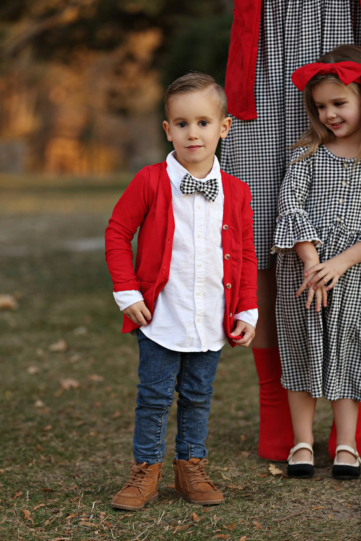 Black and White Gingham Bow Tie