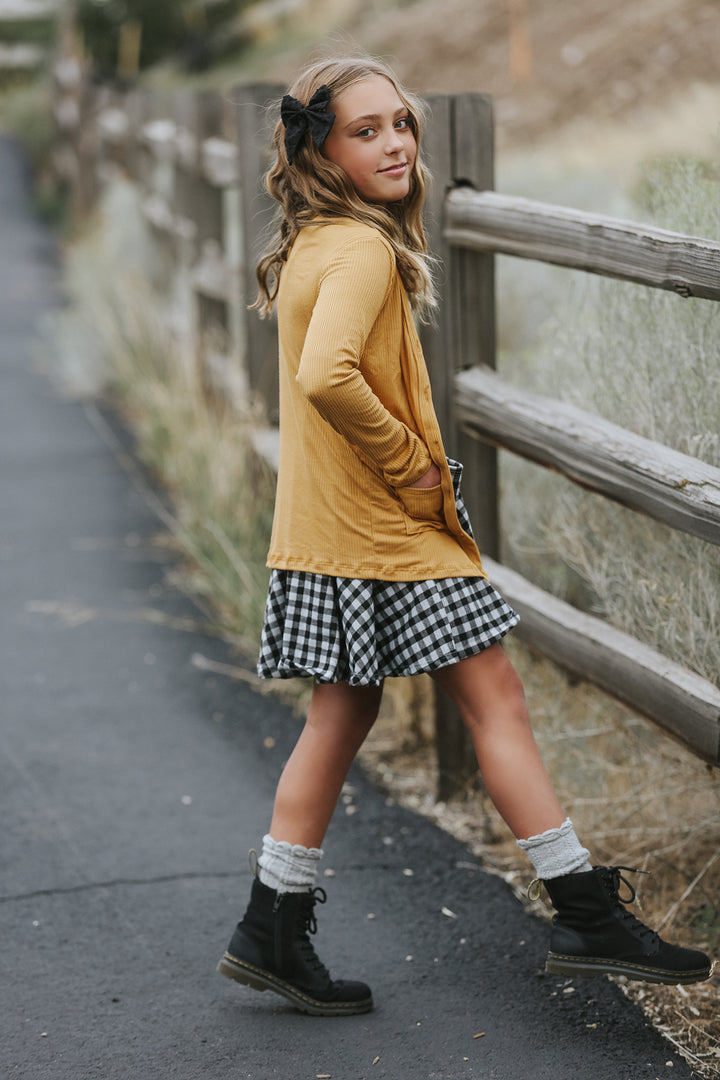 Mustard Rib Knit Cardigan