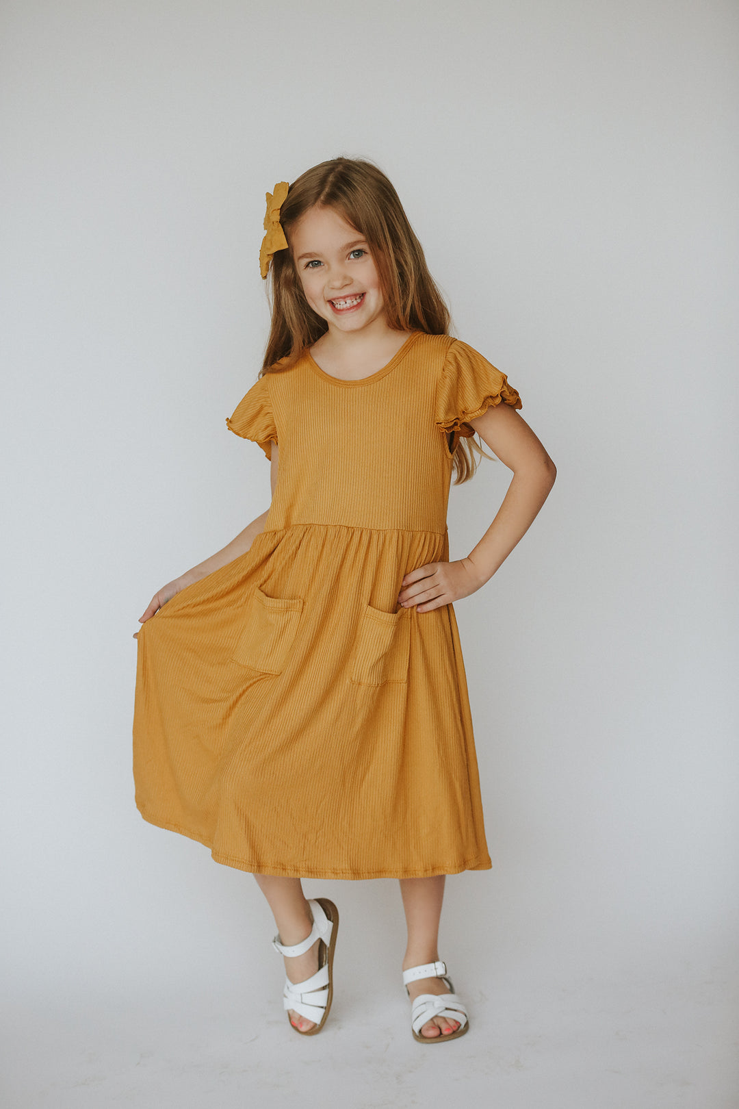 butter yellow knit dress Colette Premium Long Sleeved Ribbed Knit Maxi Dress in Butter Yellow