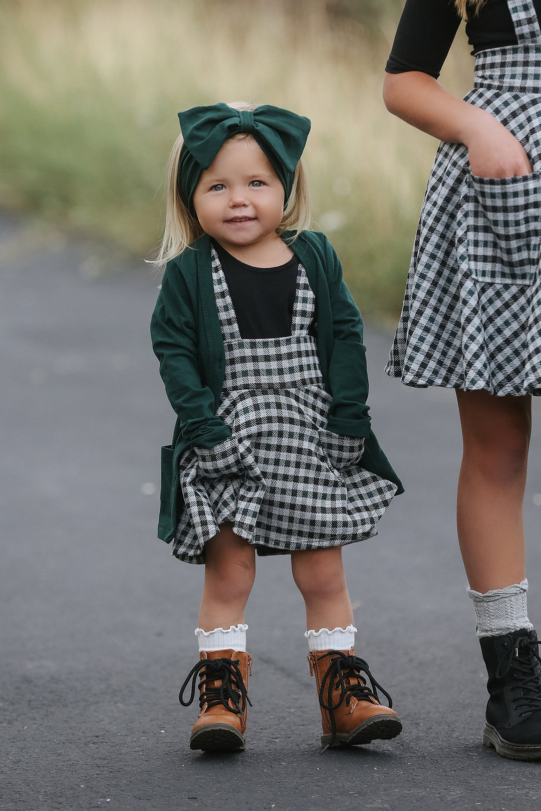 Polly Hunter Green Gingham Jumper Dress