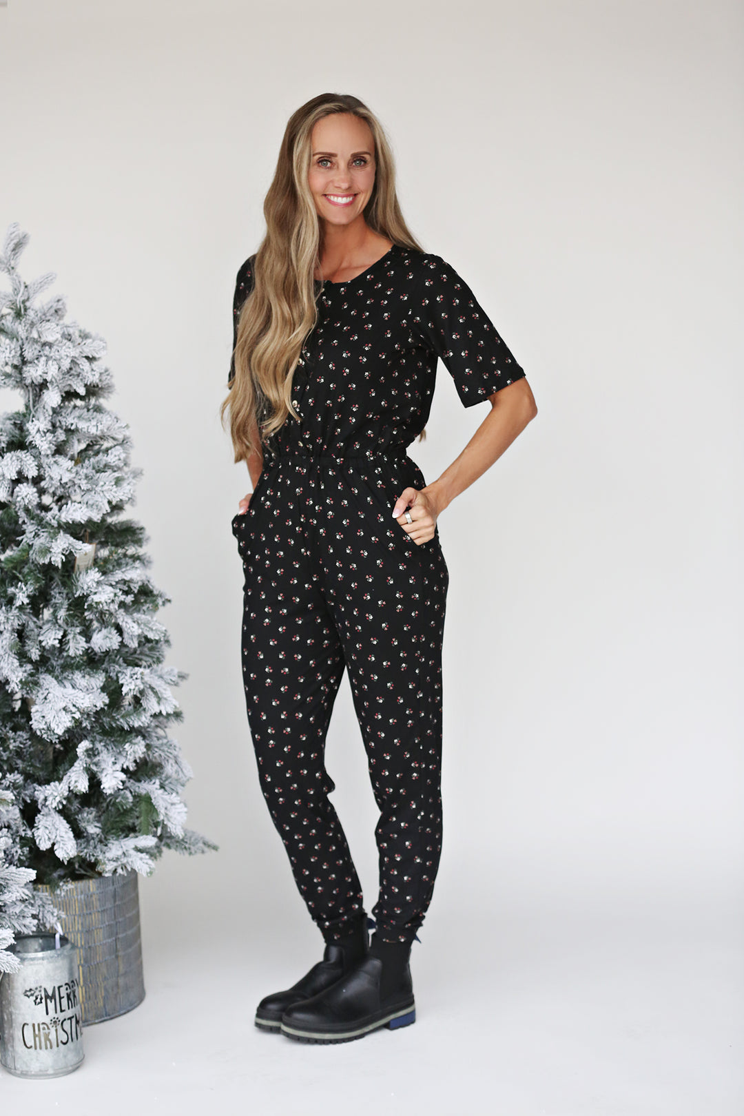 Harper Black Floral Women's Romper