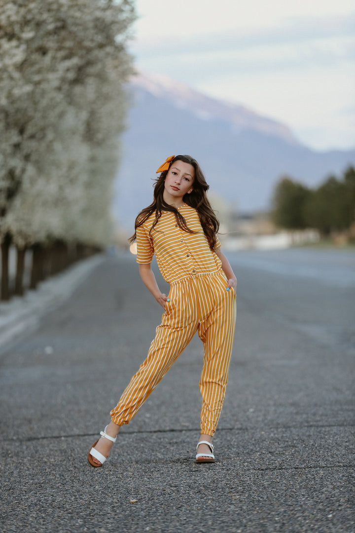 Harper Mustard Stripe Romper