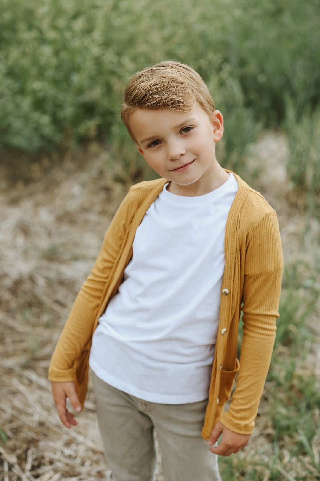 Mustard Rib Knit Cardigan