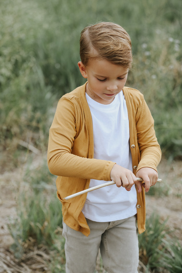 Mustard Rib Knit Cardigan