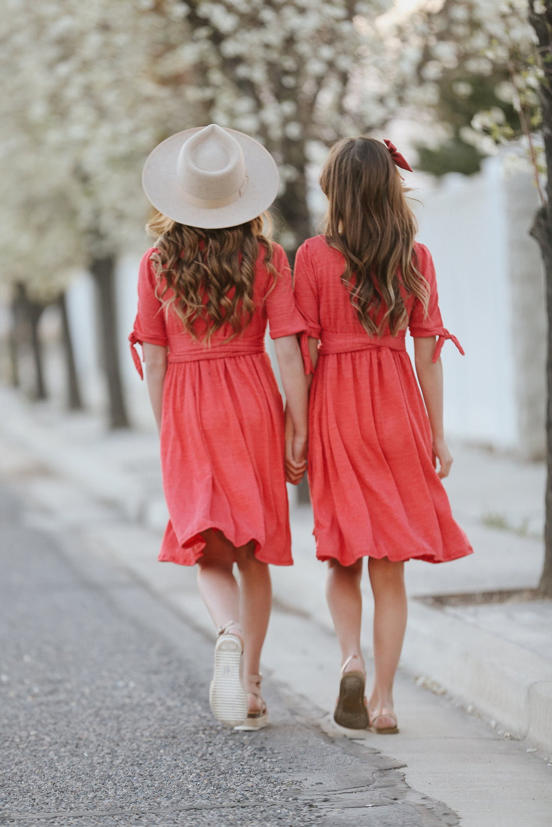 red gauze dress Red Cotton Gauze Midi Dress: Deep Neck Lined Bust