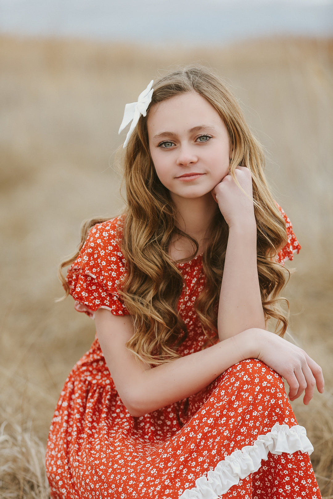 Olivia Burnt Coral Floral Dress