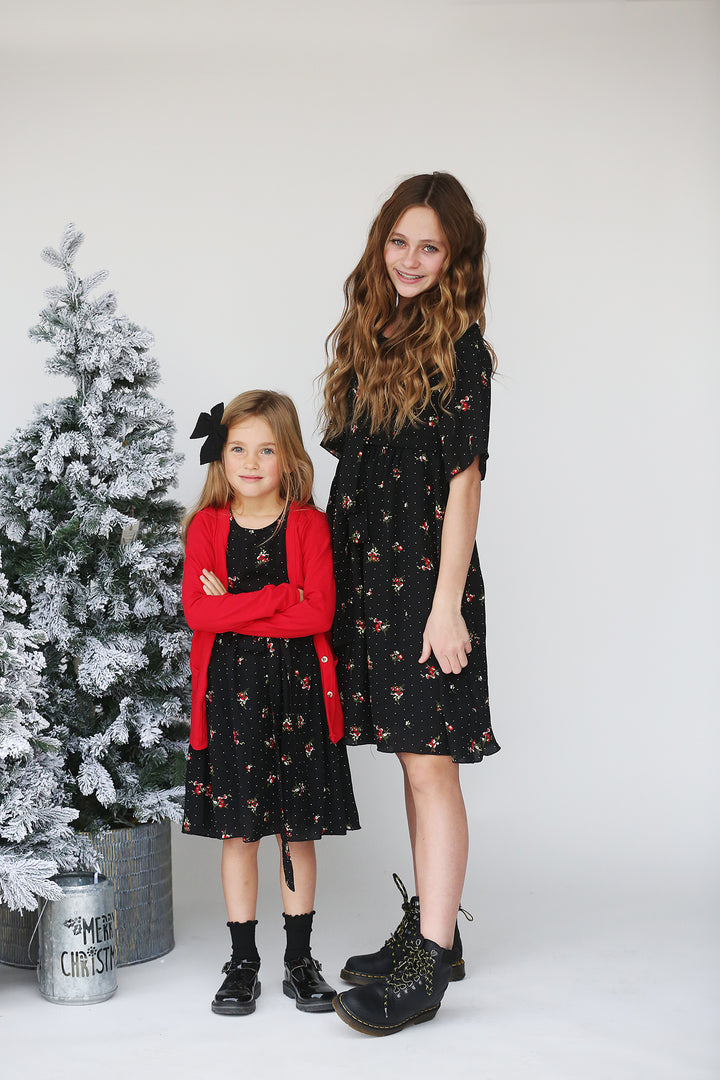 Clara Red Floral Dress