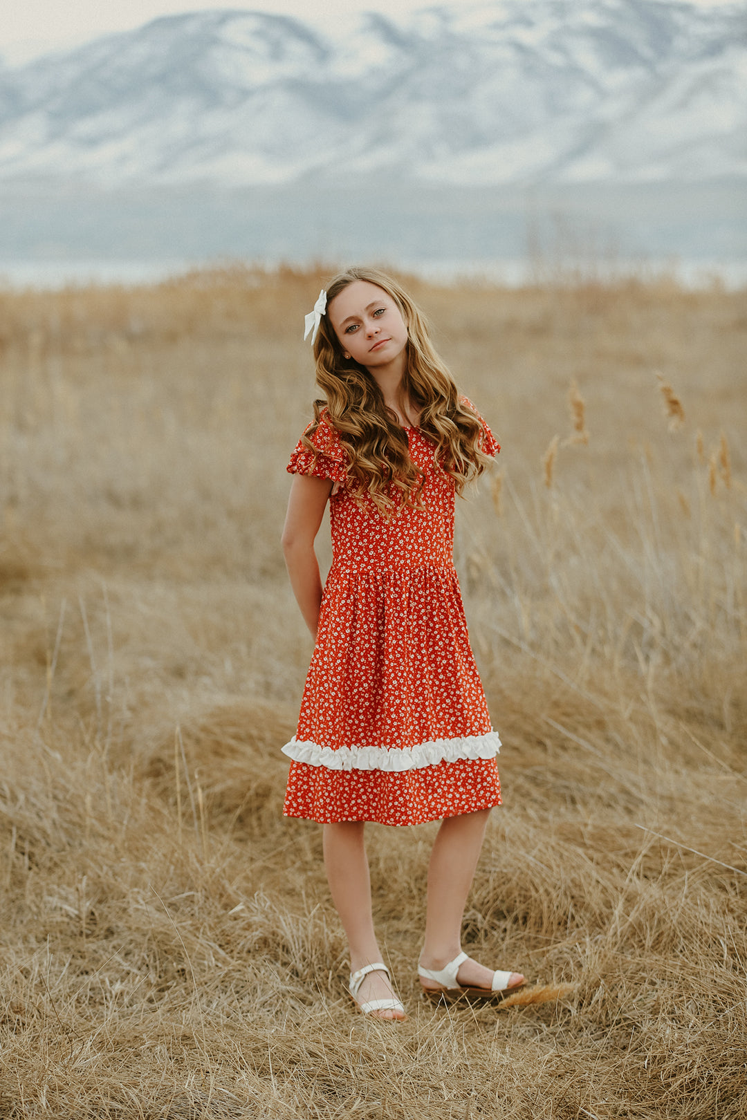 Olivia Burnt Coral Floral Dress