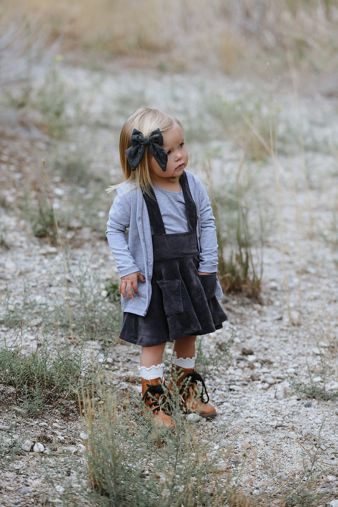 Polly Pinafore Grey Corduroy Jumper Dress