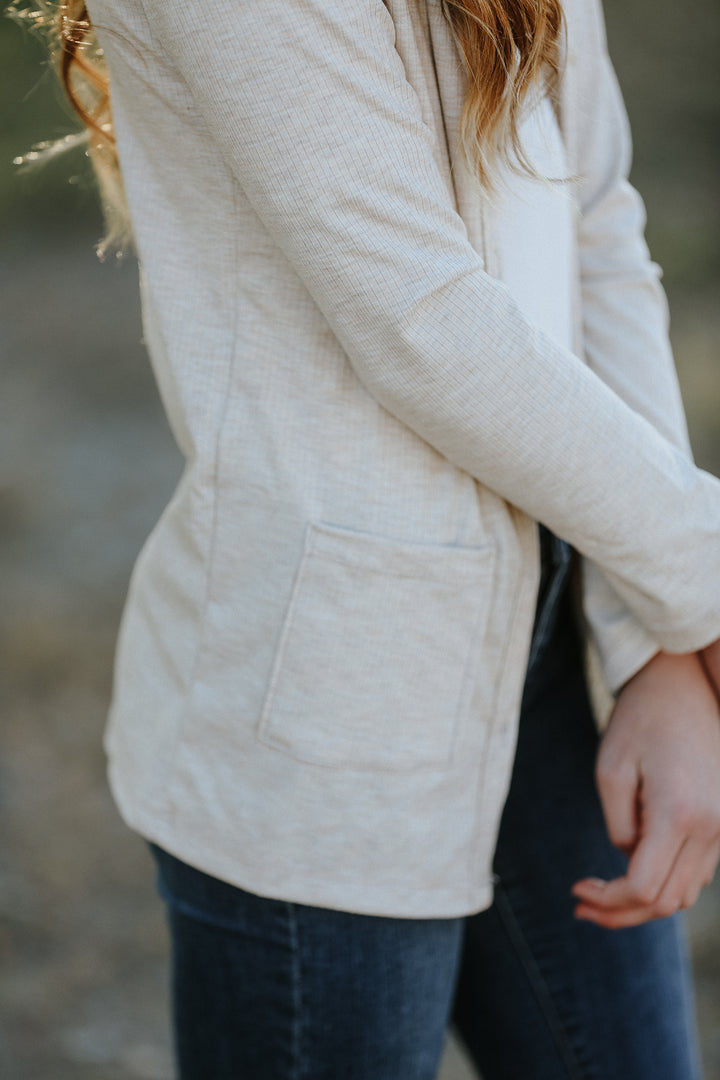 Oatmeal Rib Knit Cardigan