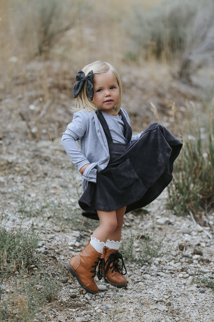 Polly Pinafore Grey Corduroy Jumper Dress