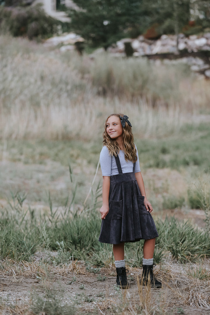 Polly Pinafore Grey Corduroy Jumper Dress