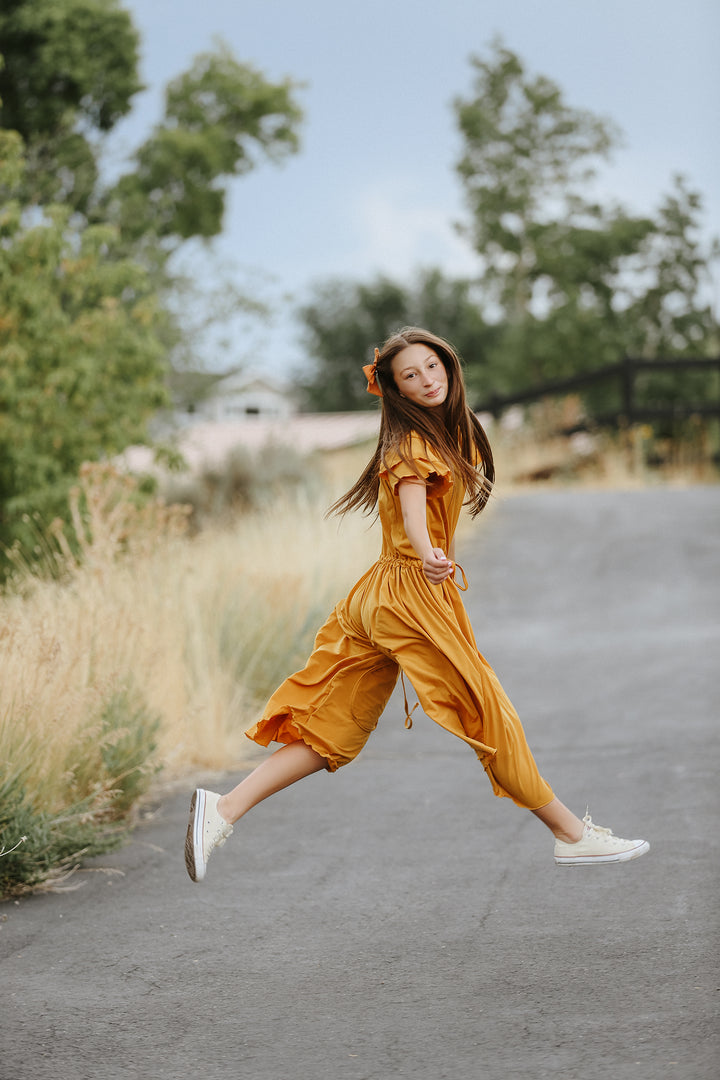 Jules Super Wide Leg Mustard Romper