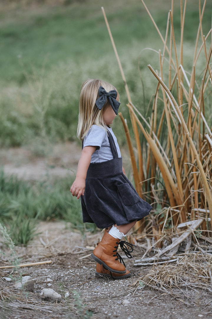 Polly Pinafore Grey Corduroy Jumper Dress