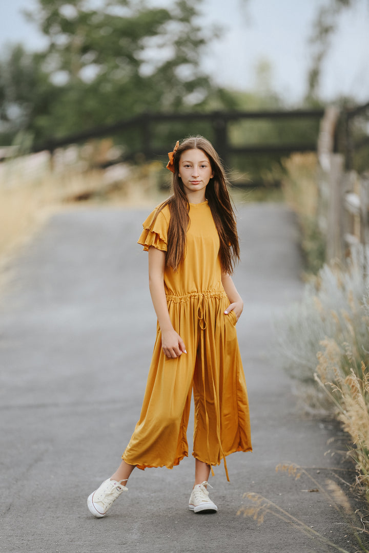 Jules Super Wide Leg Mustard Romper