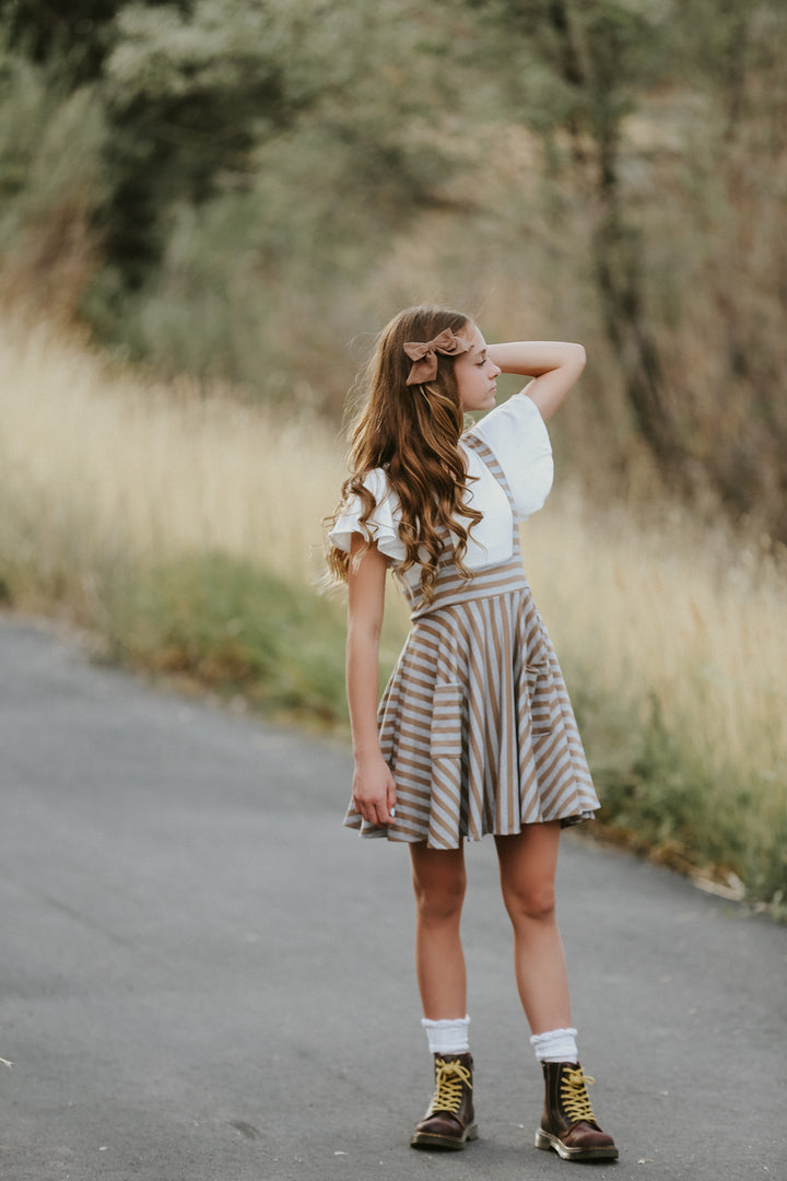 Polly Mocha Stripe Jumper Dress