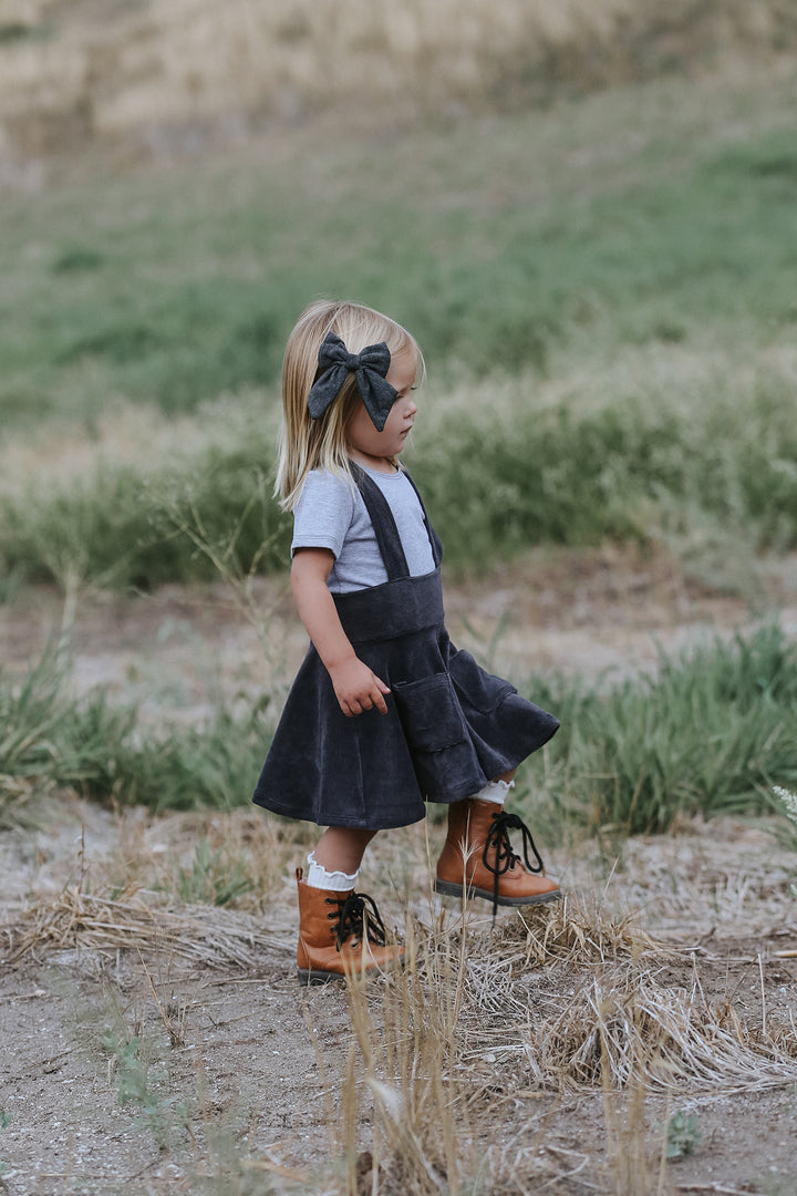 Polly Pinafore Grey Corduroy Jumper Dress