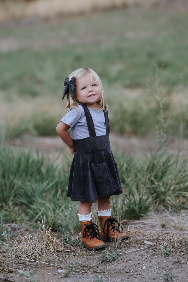 Polly Pinafore Grey Corduroy Jumper Dress