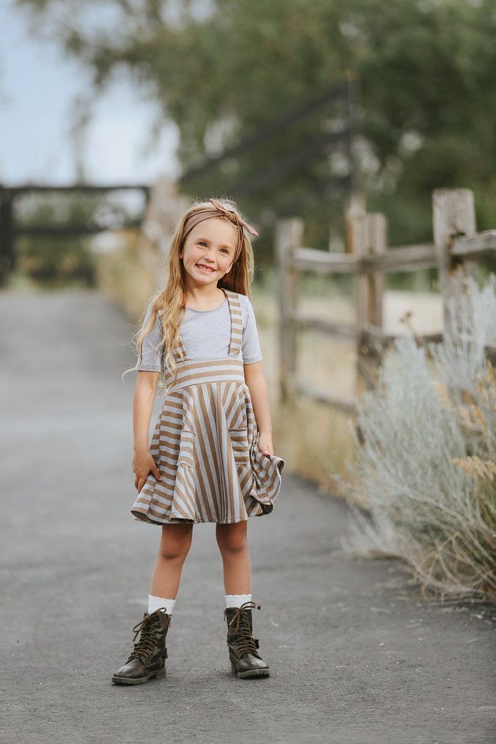 Polly Mocha Stripe Jumper Dress