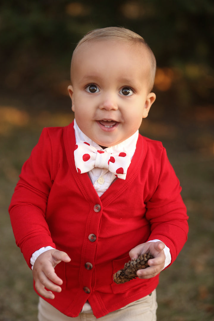 Red Polk A Dot Bow Tie