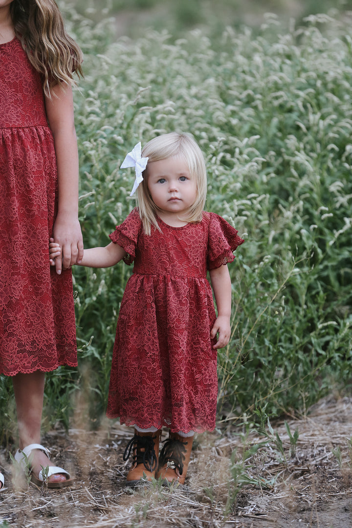 Eden Burgandy Lace Dress