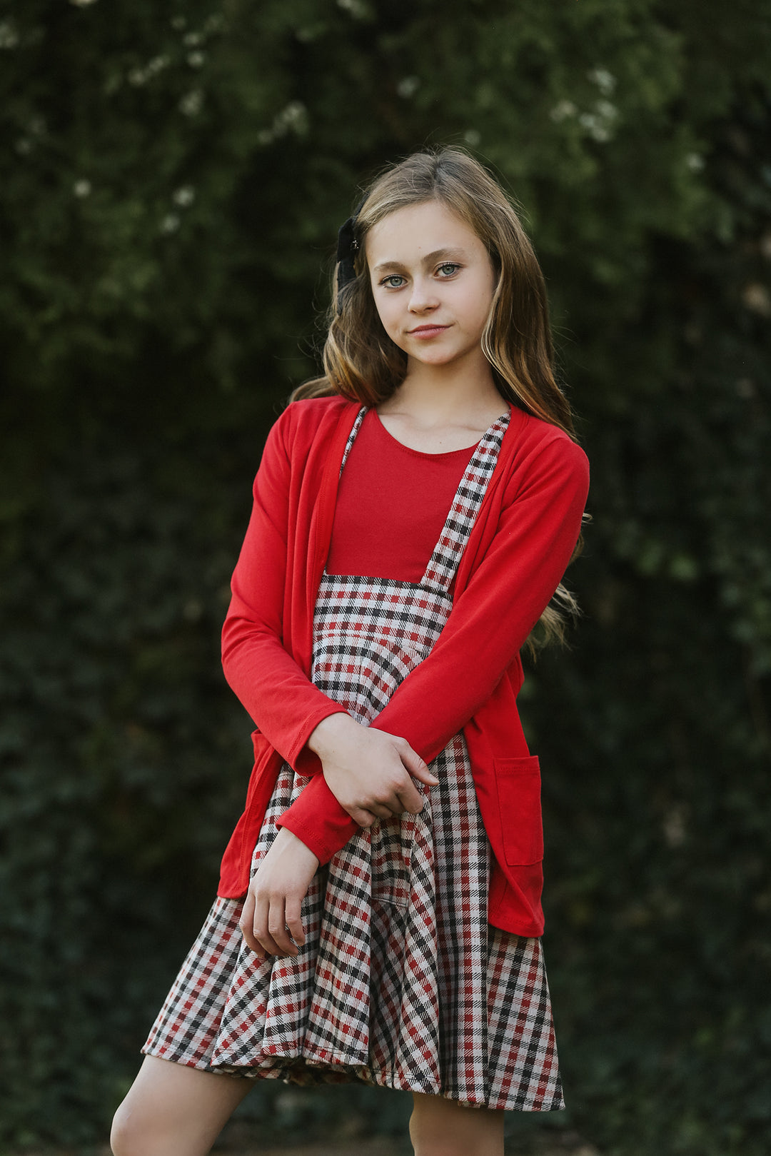 red gingham pinafore dress Wine Red Plaid Dress - Faux Wrap Pinafore Dress - Mini Dress