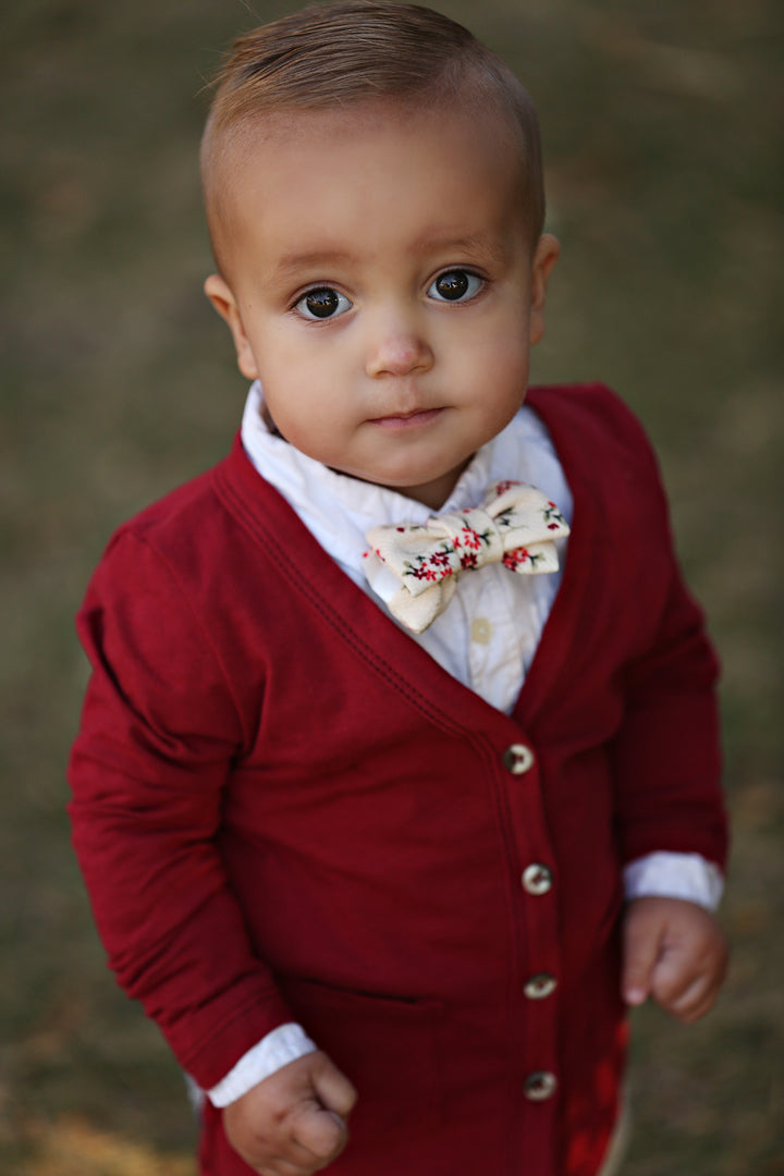 Holly Cream Floral Bow Tie