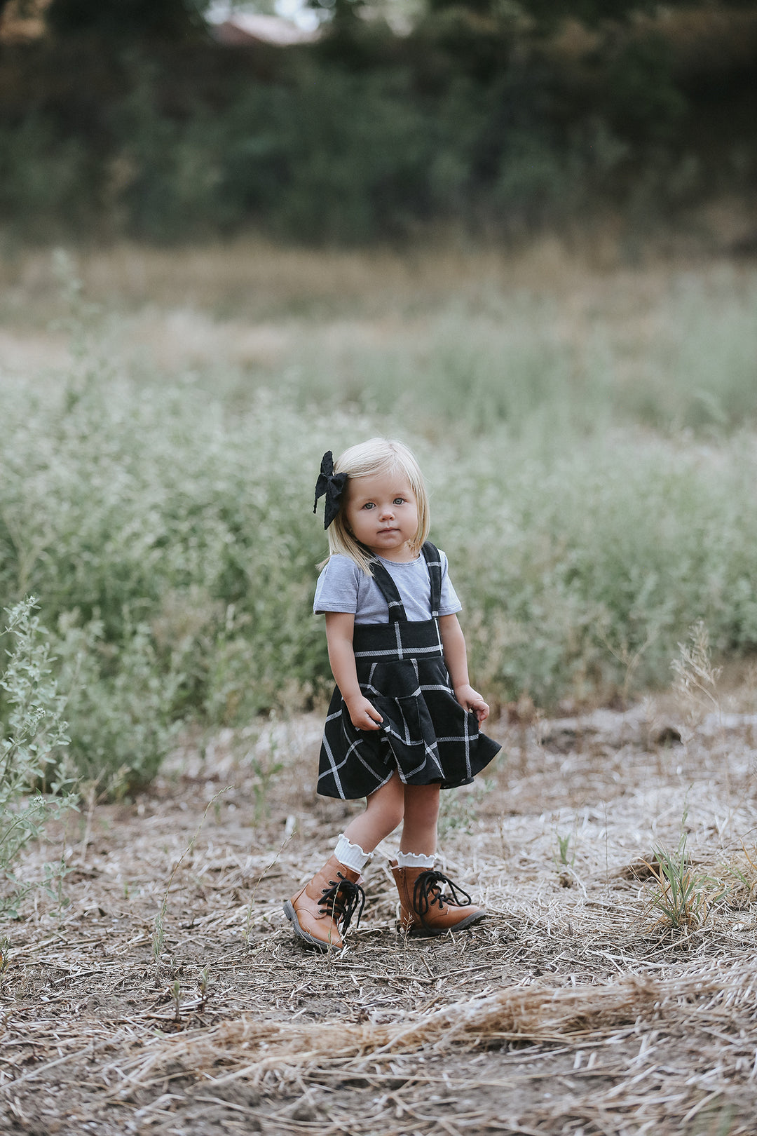 Polly Pinafore Black Plaid Jumper Dress