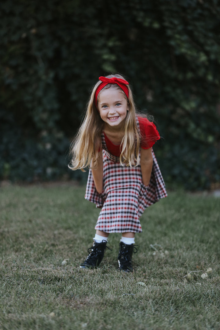 Polly Pinafore Red Gingham Jumper Dress