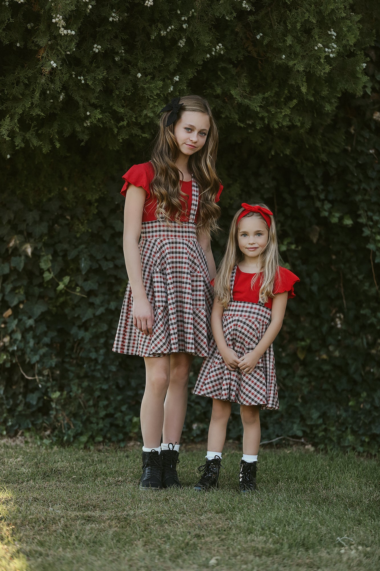 Polly Pinafore Red Gingham Jumper Dress