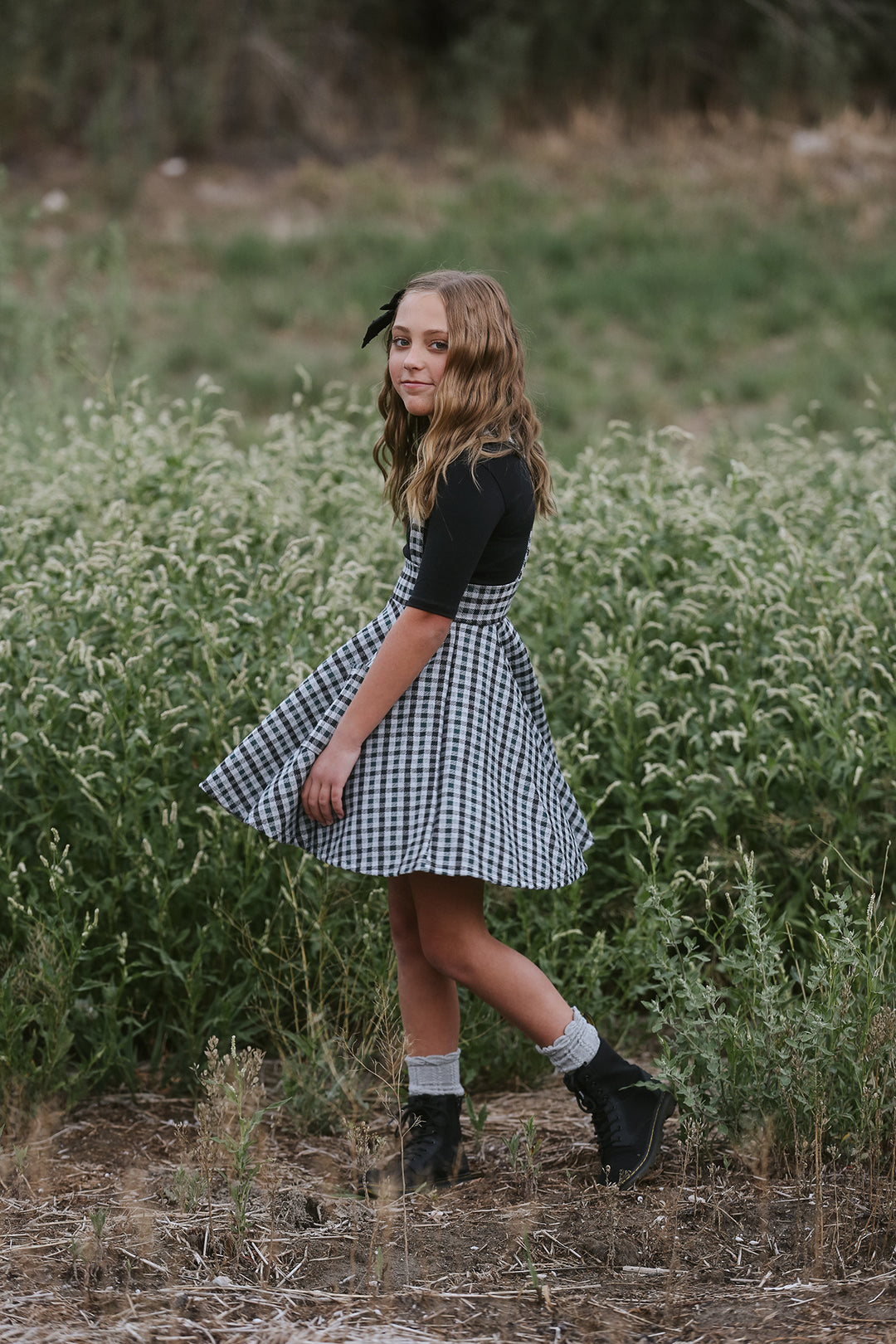 Polly Hunter Green Gingham Jumper Dress